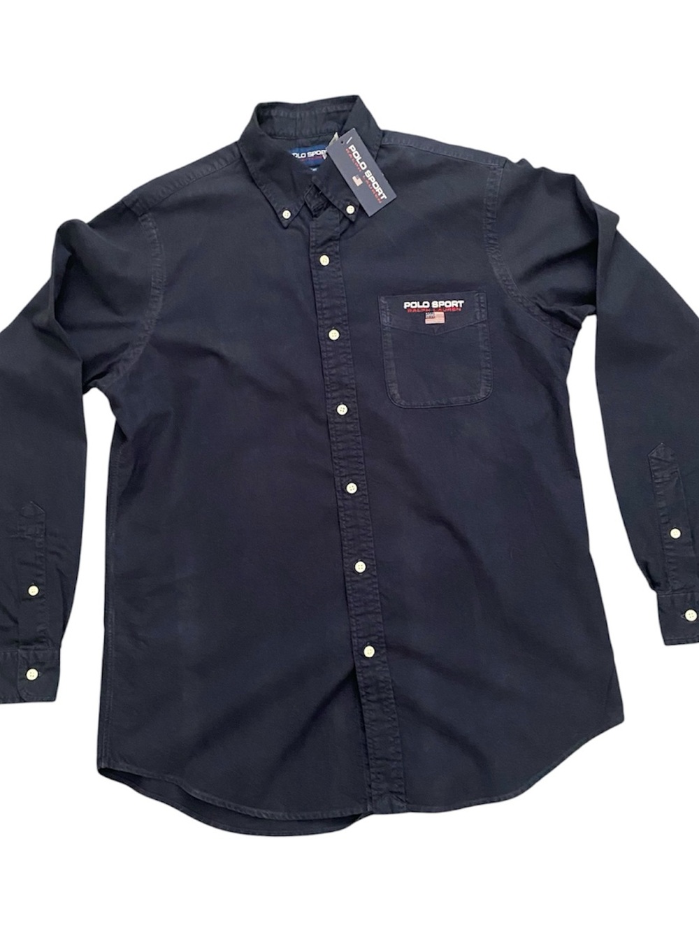 Vintage Polo Ralph Lauren Men's Blue Polo Sport Button Up Shirt NWT Size Medium